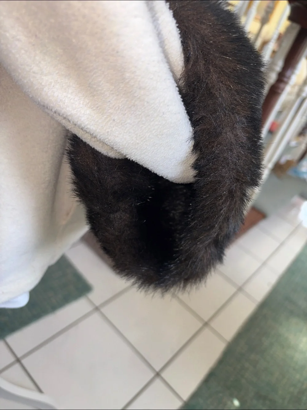 Hand Warmer  Muff   Faux fur Around the neck string keeper Brown black  adult